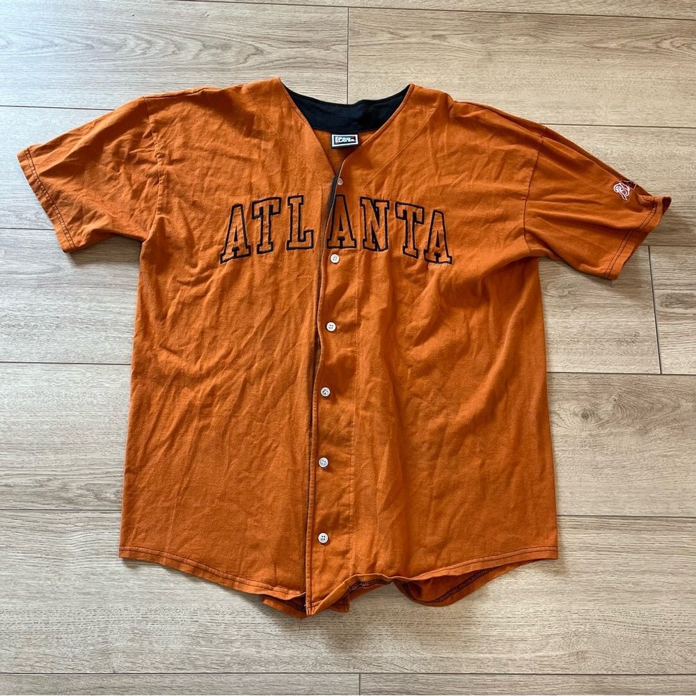 Vintage Atlanta Braves ProPlayer Orange Black Baseball Jersey Cotton Size L